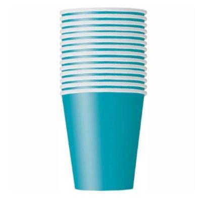 teal paper cups