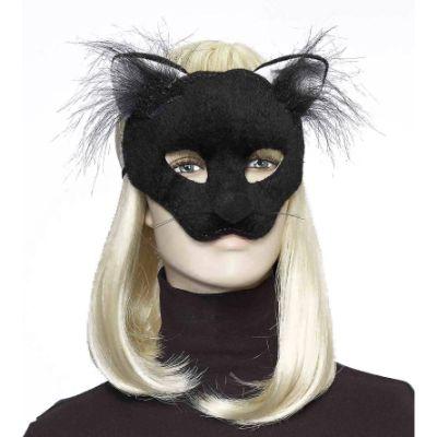 Black Cat Plush Adult Mask Nobbiesparties