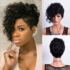 Afro Princess Style Natural Black Front Curly Back Straight