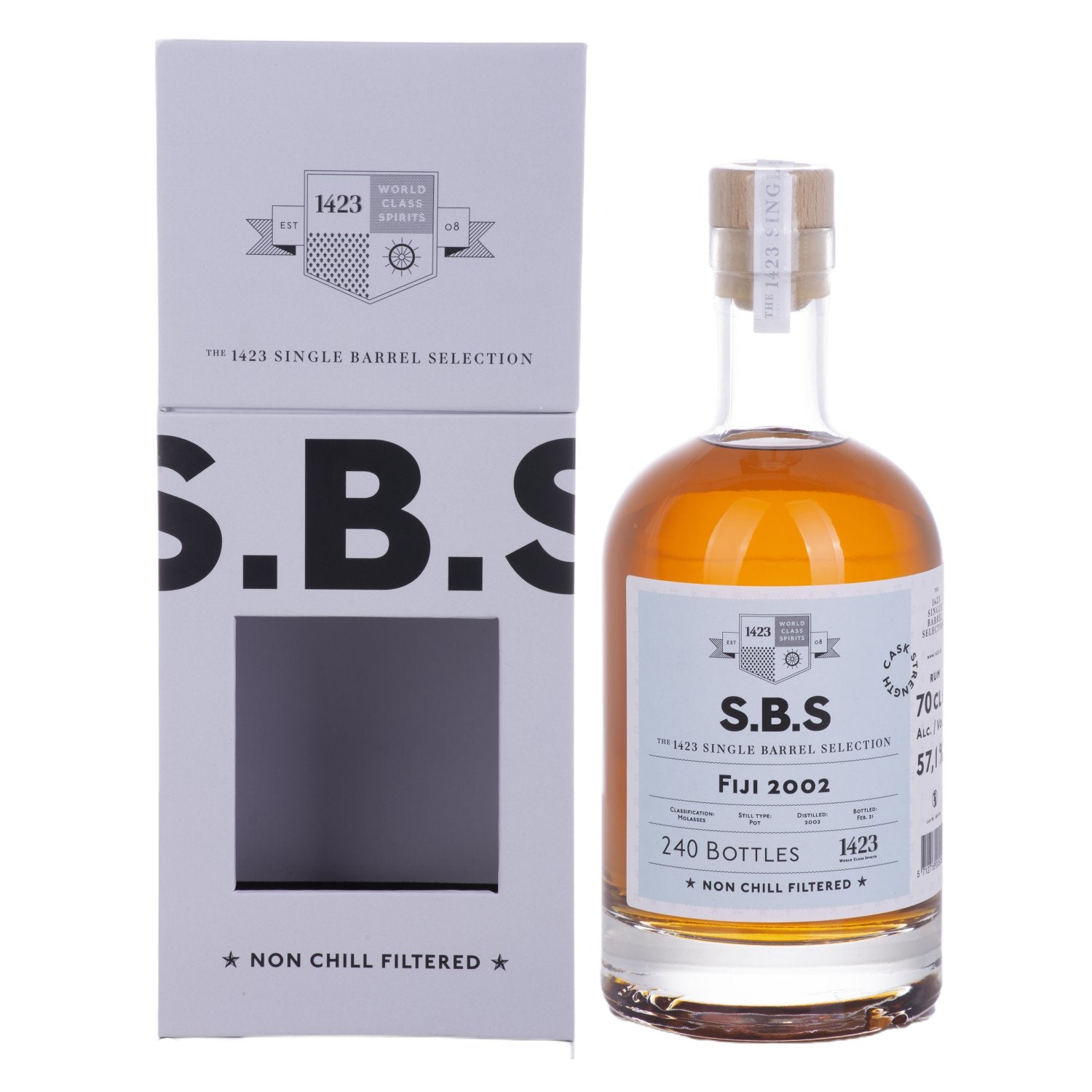 1423+S.B.S+FIJI+Rum+Single+Barrel+Selection+2002+57,1%+Vol.+0,7l+in+Giftbox