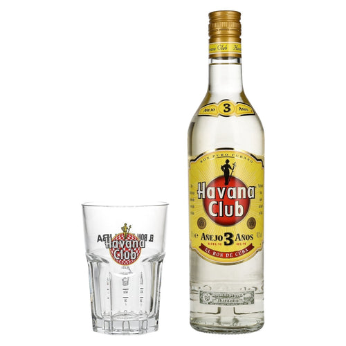 Havana Club Añejo 3 Años Rum 40% Vol. 0,7l with glass