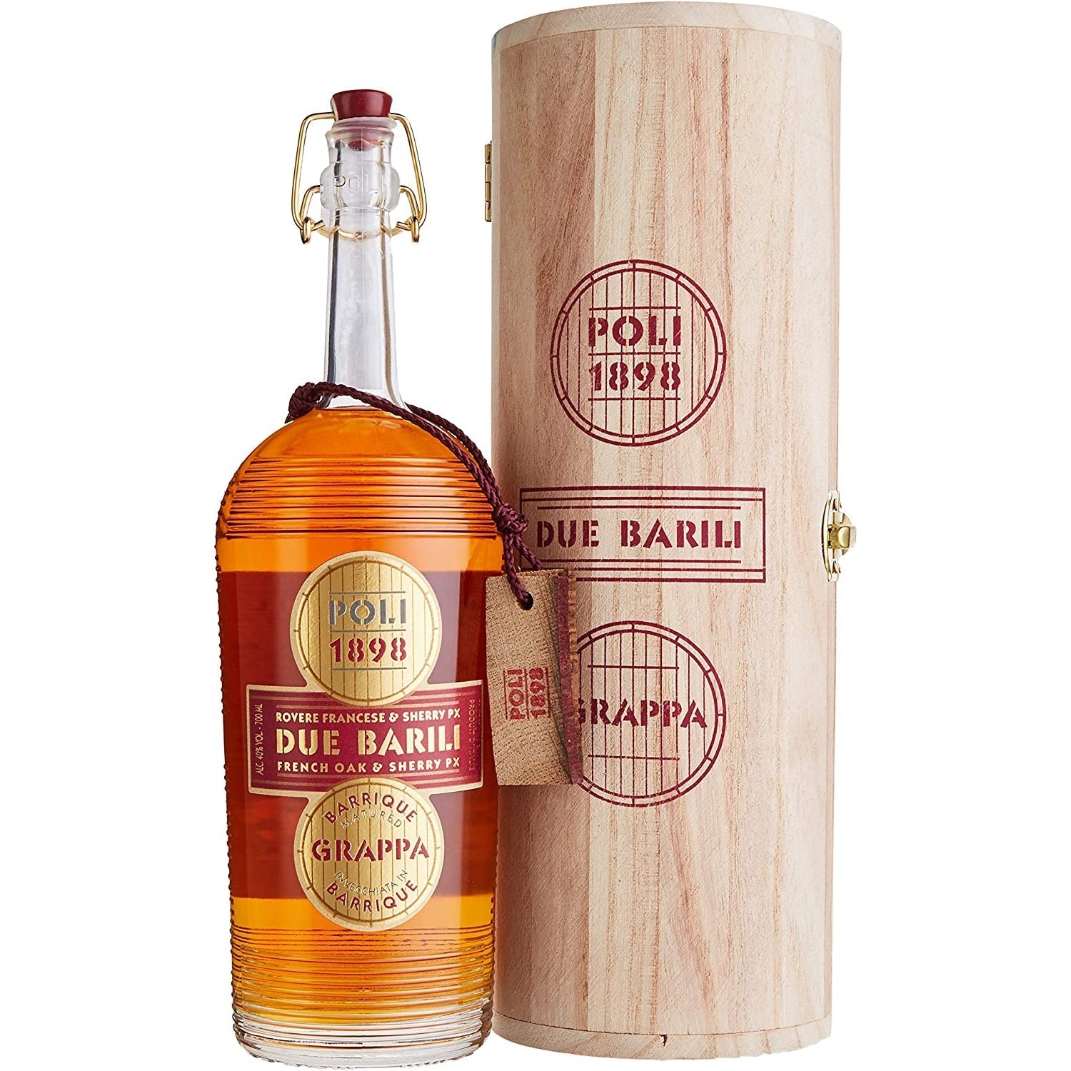 Poli+Grappa+Barrique+Due+Barili+40%+Vol.+0,7l+in+Giftbox