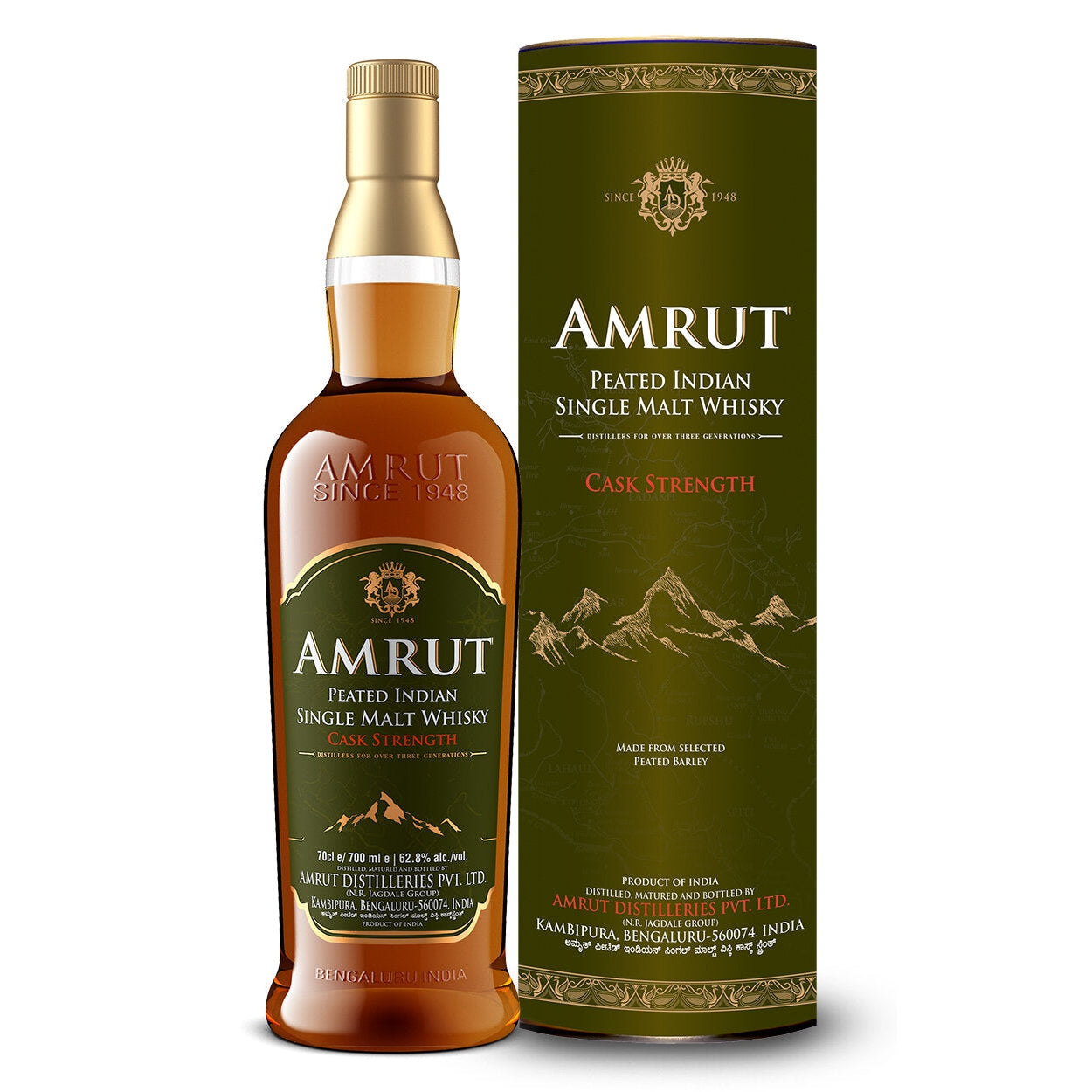 Amrut+PEATED+Indian+Single+Malt+Whisky+CASK+STRENGTH+62,8%+Vol.+0,7l+in+Tinbox