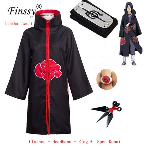 2019 Hot Sale Funny Anime Naruto Uchiha Itachiakatsuki Cosplay Halloween Christmas Party Costume Cloak Cape