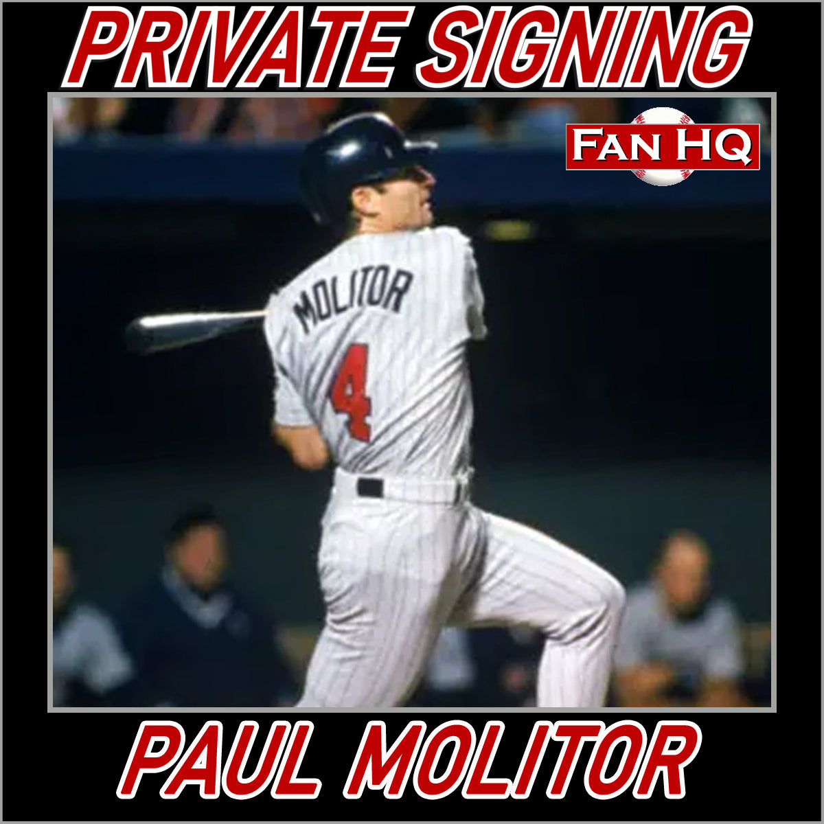 Paul Molitor autographed National Baseball Hall of Fame™ stats bat