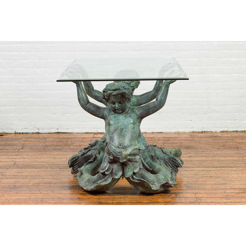 Bronze Double Triton Dining Table Base
