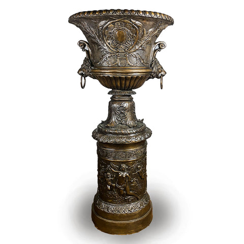 Bronze Urn With Lion Handles Garden Statue | Randolph Rose Collection