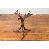 Contemporary Bronze Antler Dining Table Base with Brown Patina