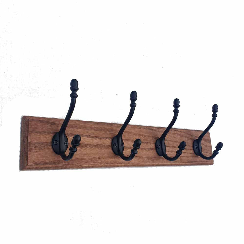 Solid Oak Wooden Coat Rack in multiple sizes - Indian Rosewood finish ...
