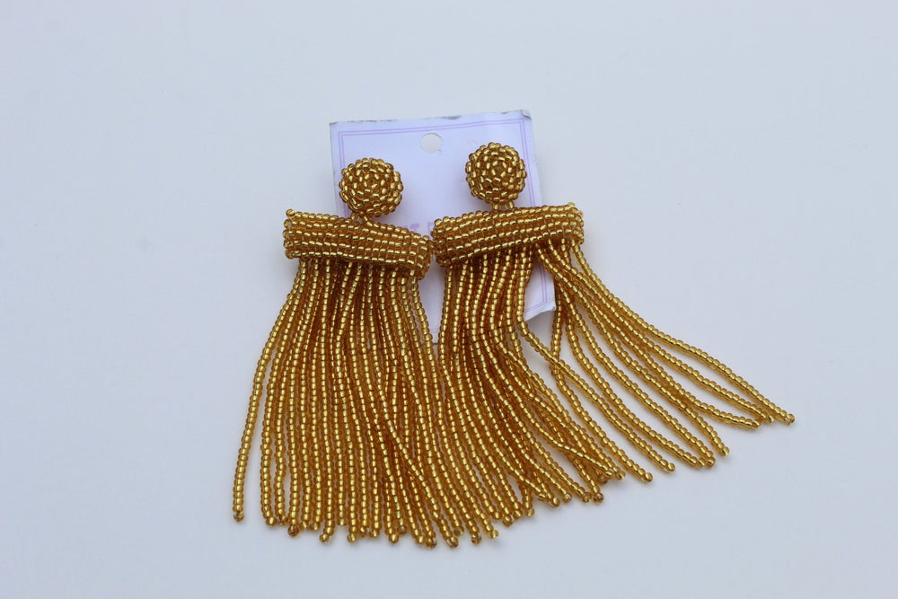 Gold African beaded earrings 