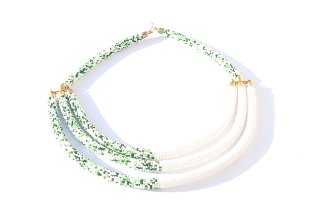 White Beaded Handmade Kenyan Necklace - Jozee Boutique