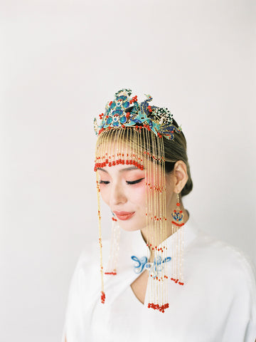 Modern Wedding Cheongsam Qipao Dress For Chinese Tea Ceremony, Guo Cape