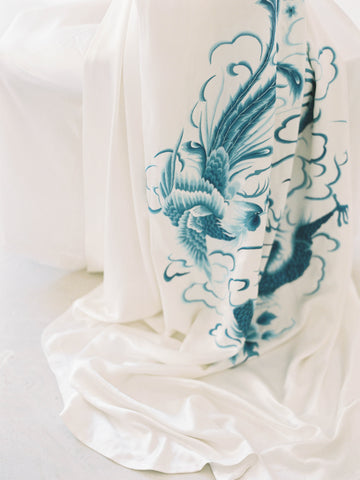 Modern Wedding Cheongsam Qipao Dress For Chinese Tea Ceremony, Phoenix Dragon Embroidery Cape