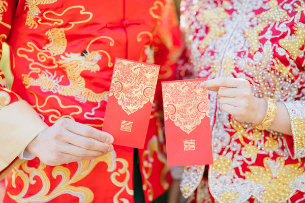 Chinese Silk Red Envelopes - 3-Piece Lunar New Year Hongbao Red