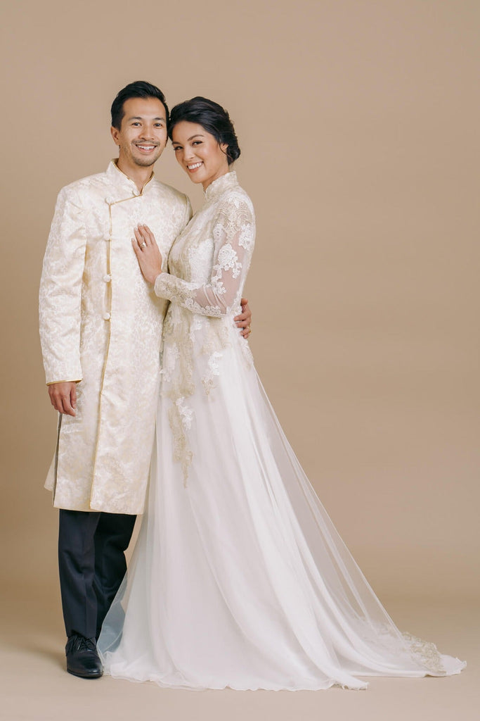 Modern Vietnamese wedding ao dai and ao gam