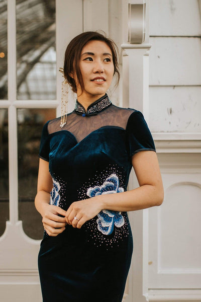 Blue Cheongsam Dress