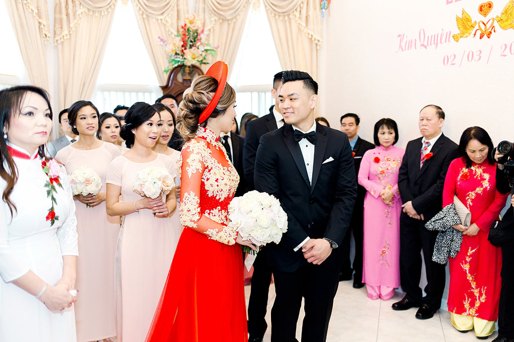 Red and Gold Vietnamese Wedding Ao Dai