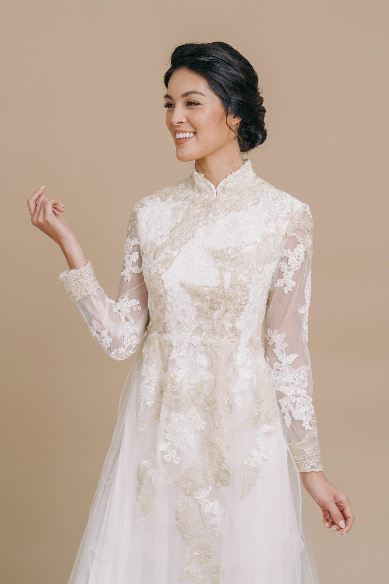 Modern Vietnamese Wedding Dress  Kathy Bespoke Ao Dai – East Meets Dress