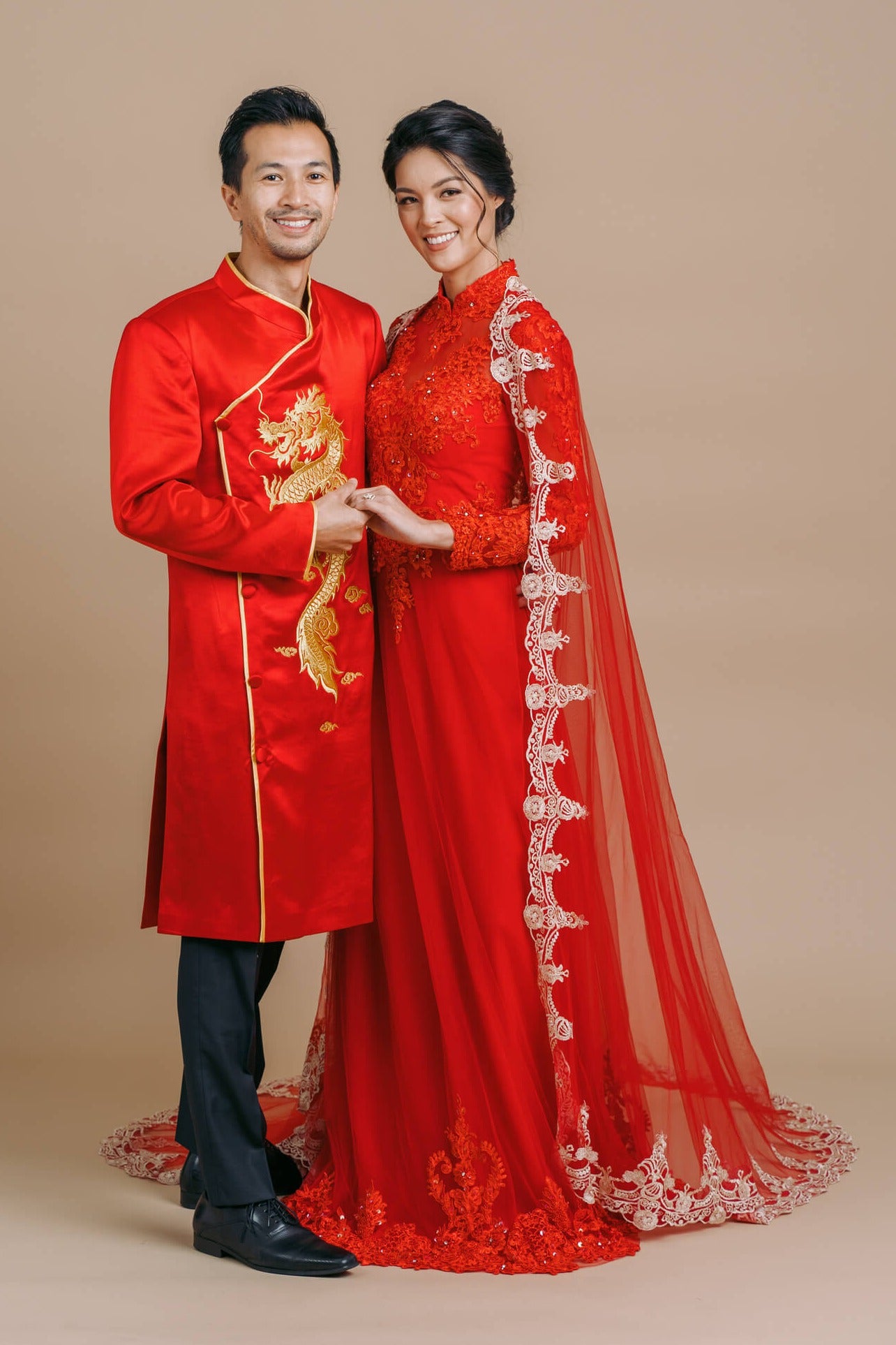 Nguyen Jacket Red And Gold Vietnamese Wedding Men’s Ao Dai East Meets Dress