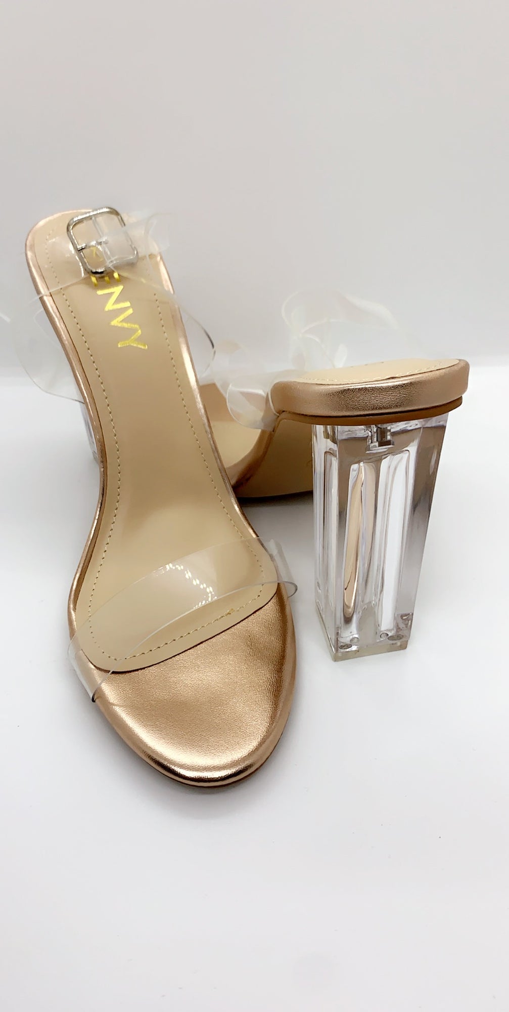 clear 2 part block heels