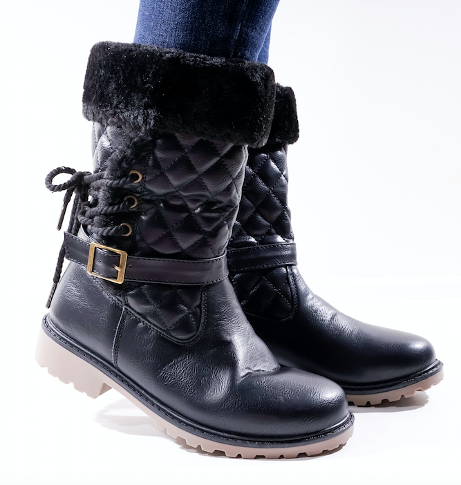 lace up faux fur boots