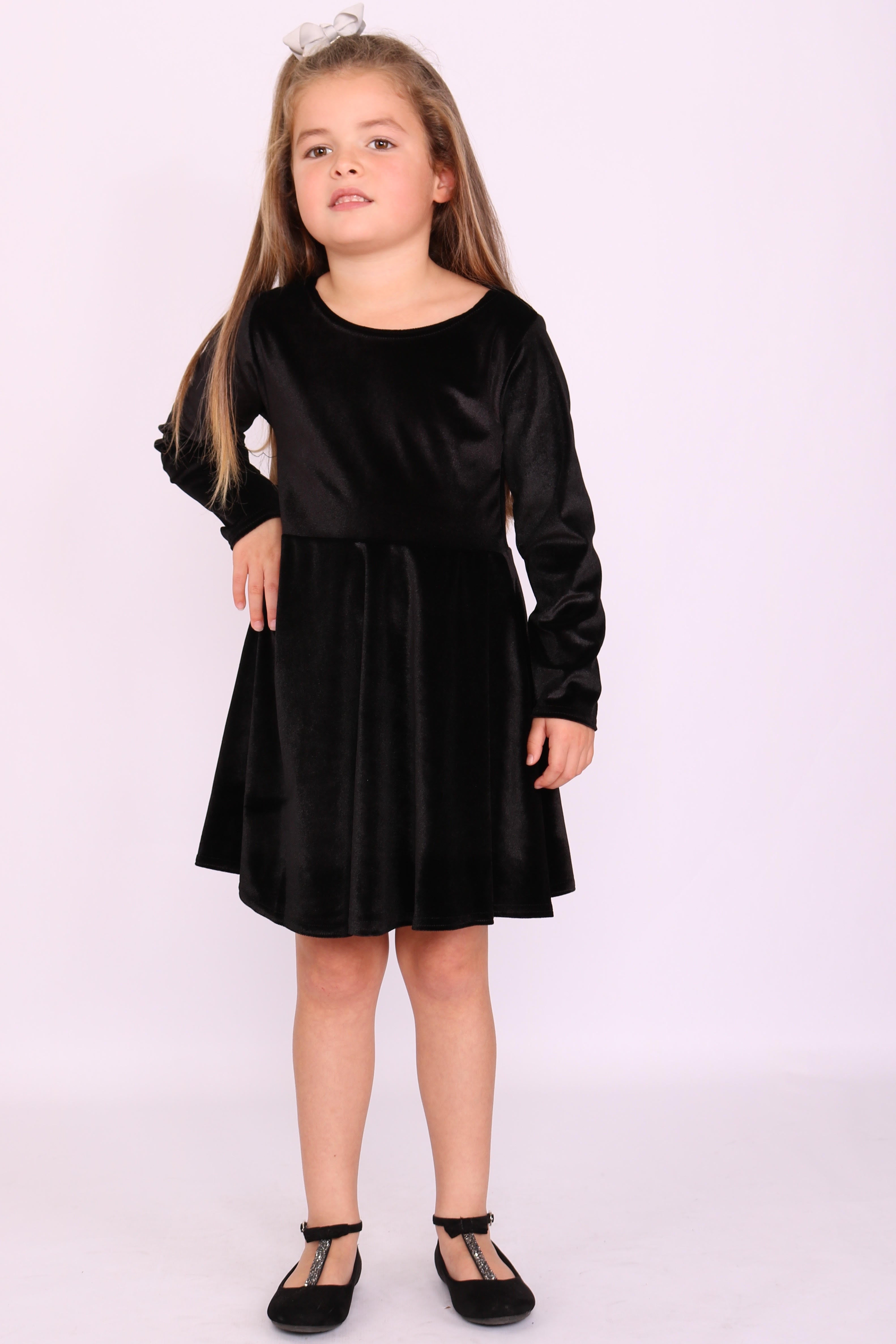 kids black velvet dress