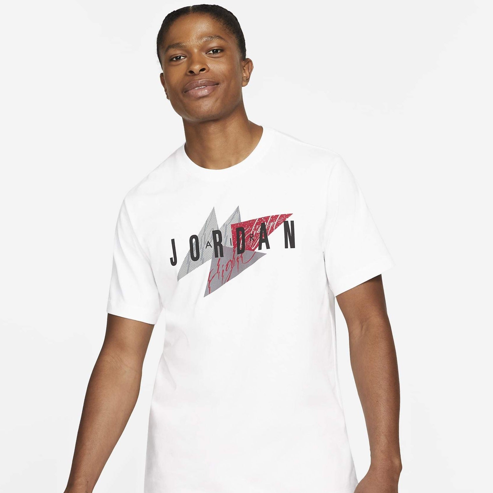 grey and red jordan shirt