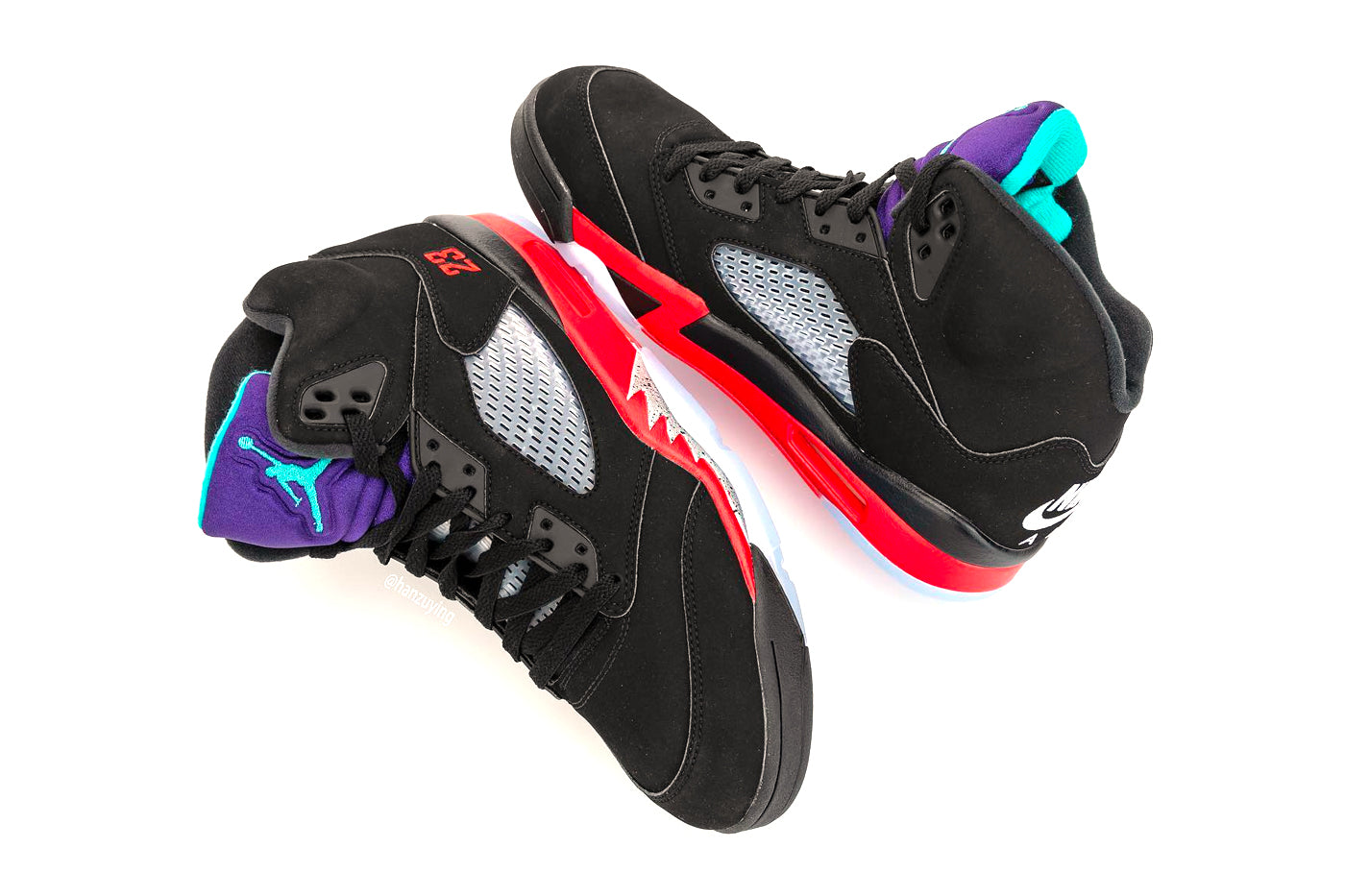 air jordan retro 5 black new emerald & fire red