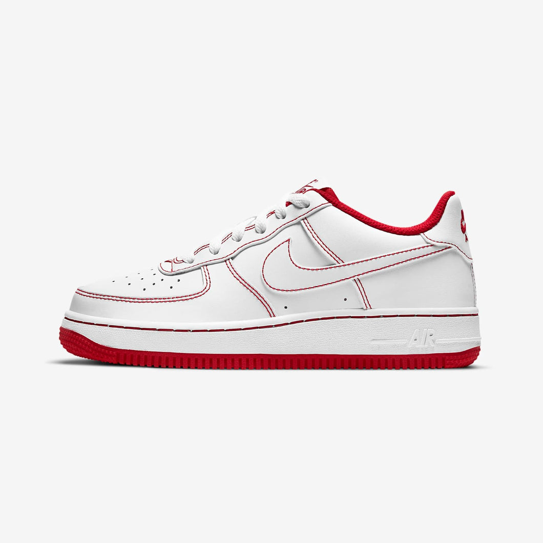 white air force with red stitching