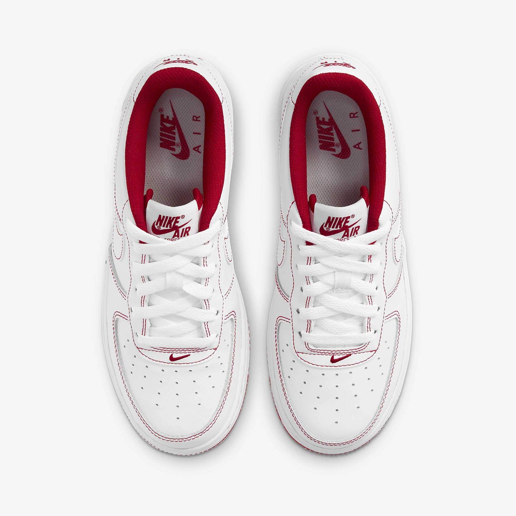 white air force with red stitching