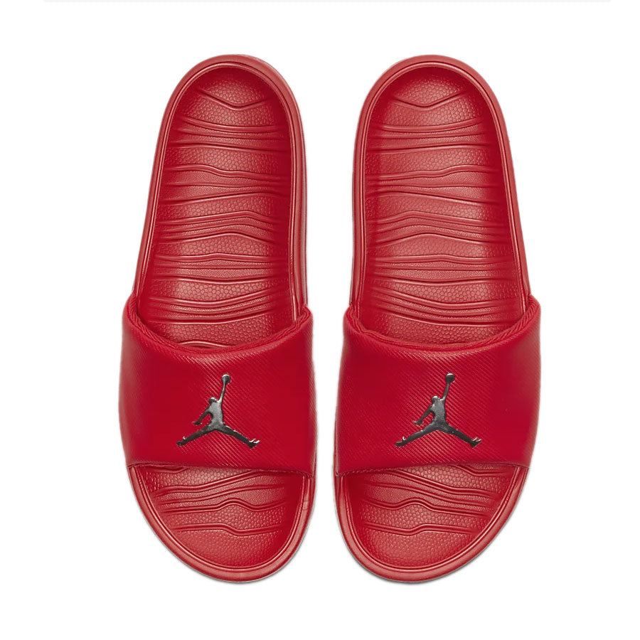 black and red jordan slides