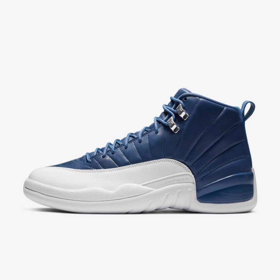 blue and white jordan 12's