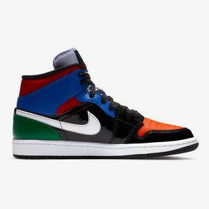 air jordan 1 mid black university red hyper royal pine green orange