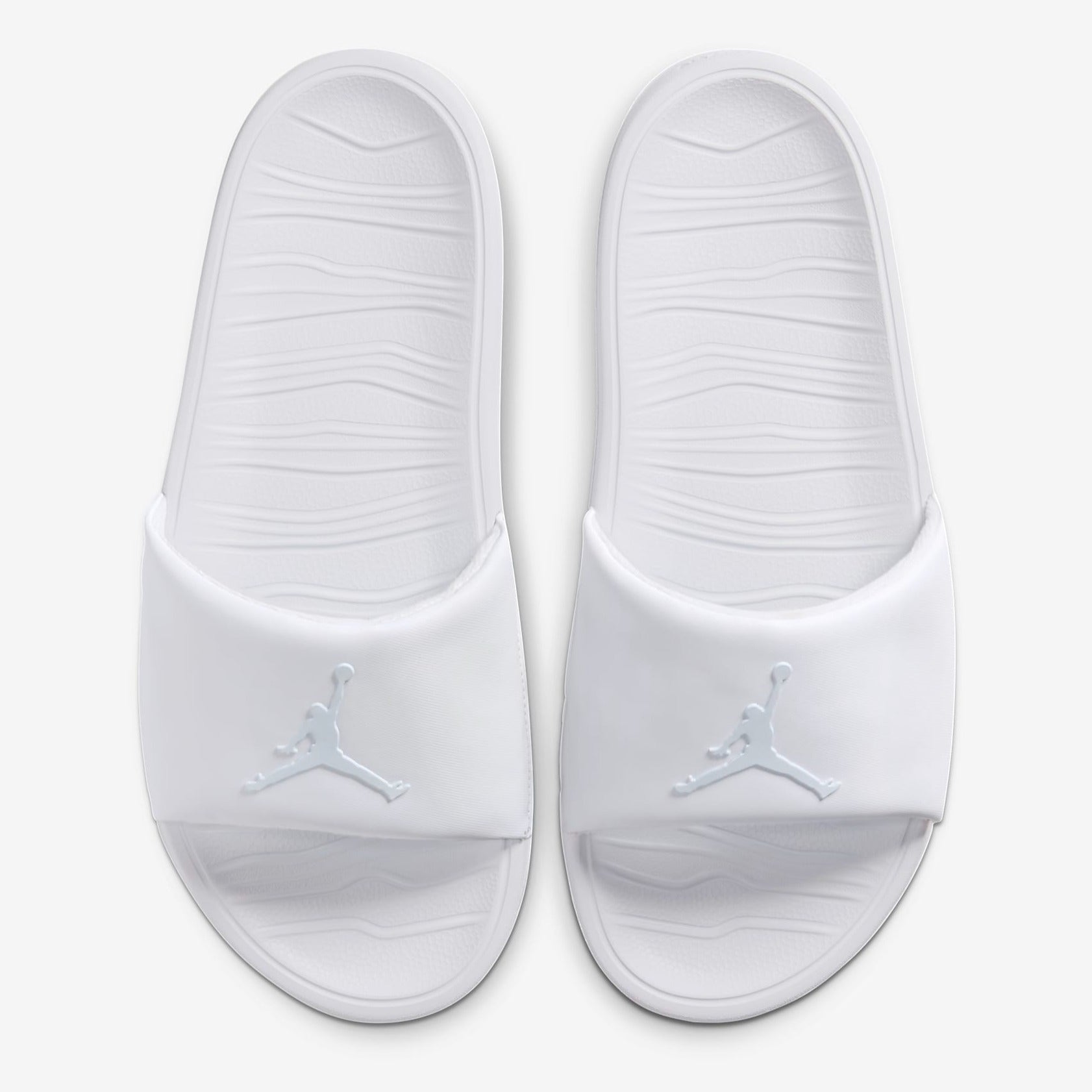 all white jordan slides