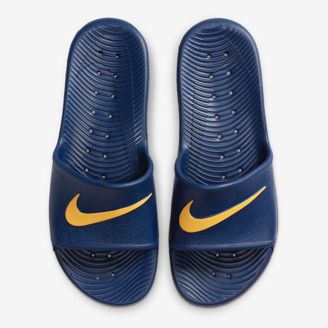 nike slides blue and gold