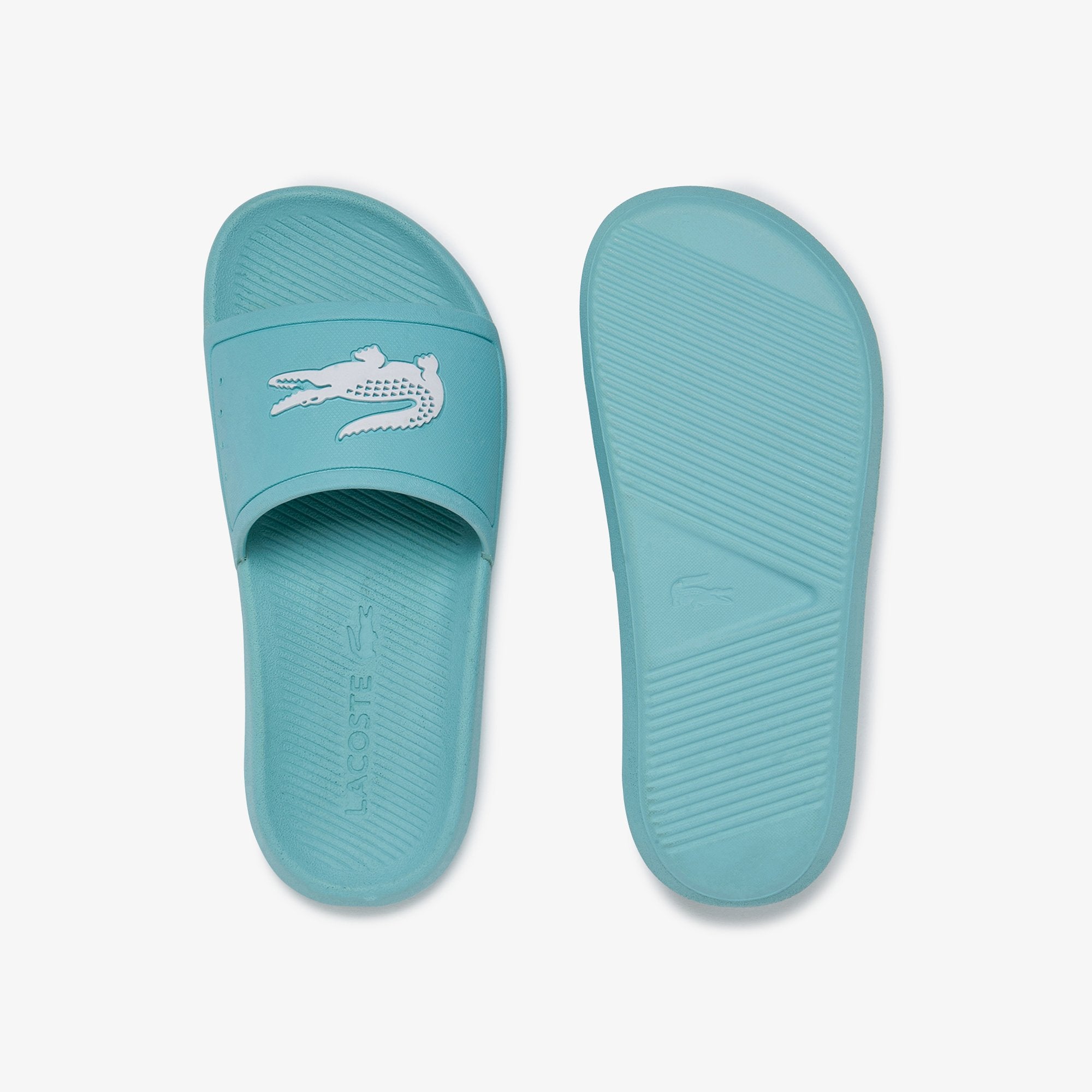 LACOSTE Women's Croco Slides (Sky Blue 