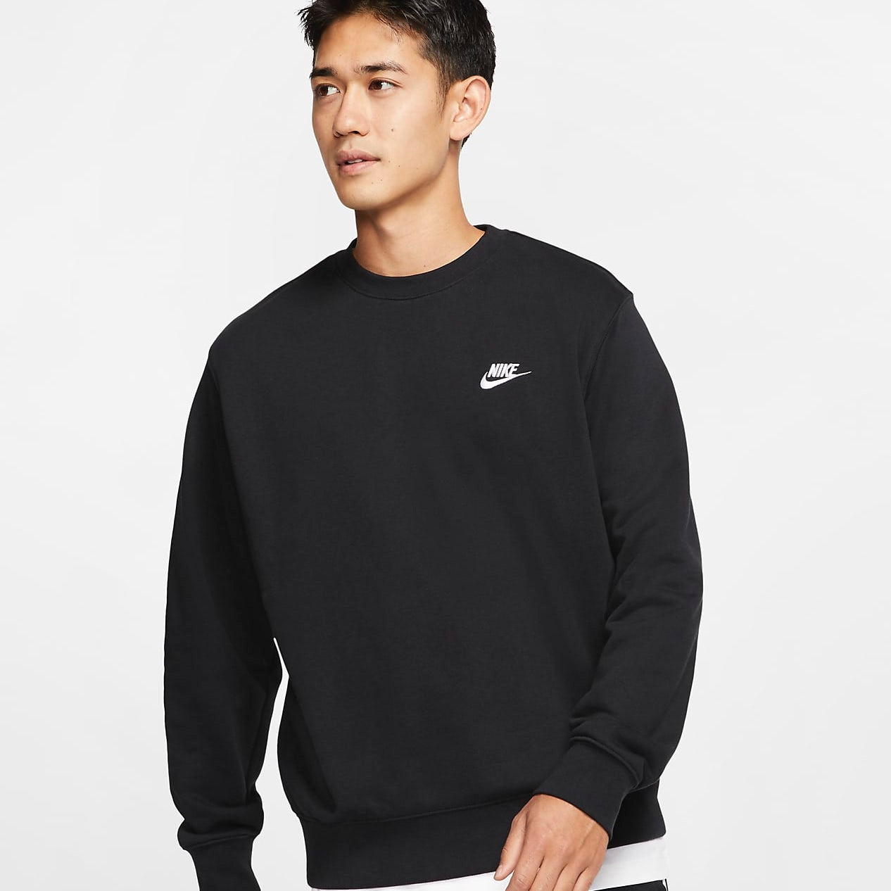 Nike Embroidered Logo French Terry Crewneck (Black/White)(BV2667-010 ...