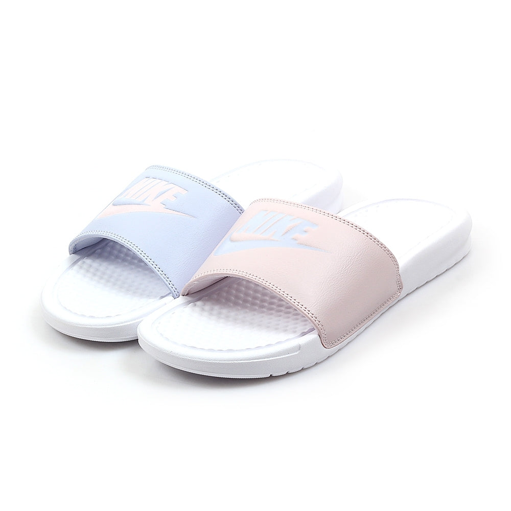 nike benassi slides women's white