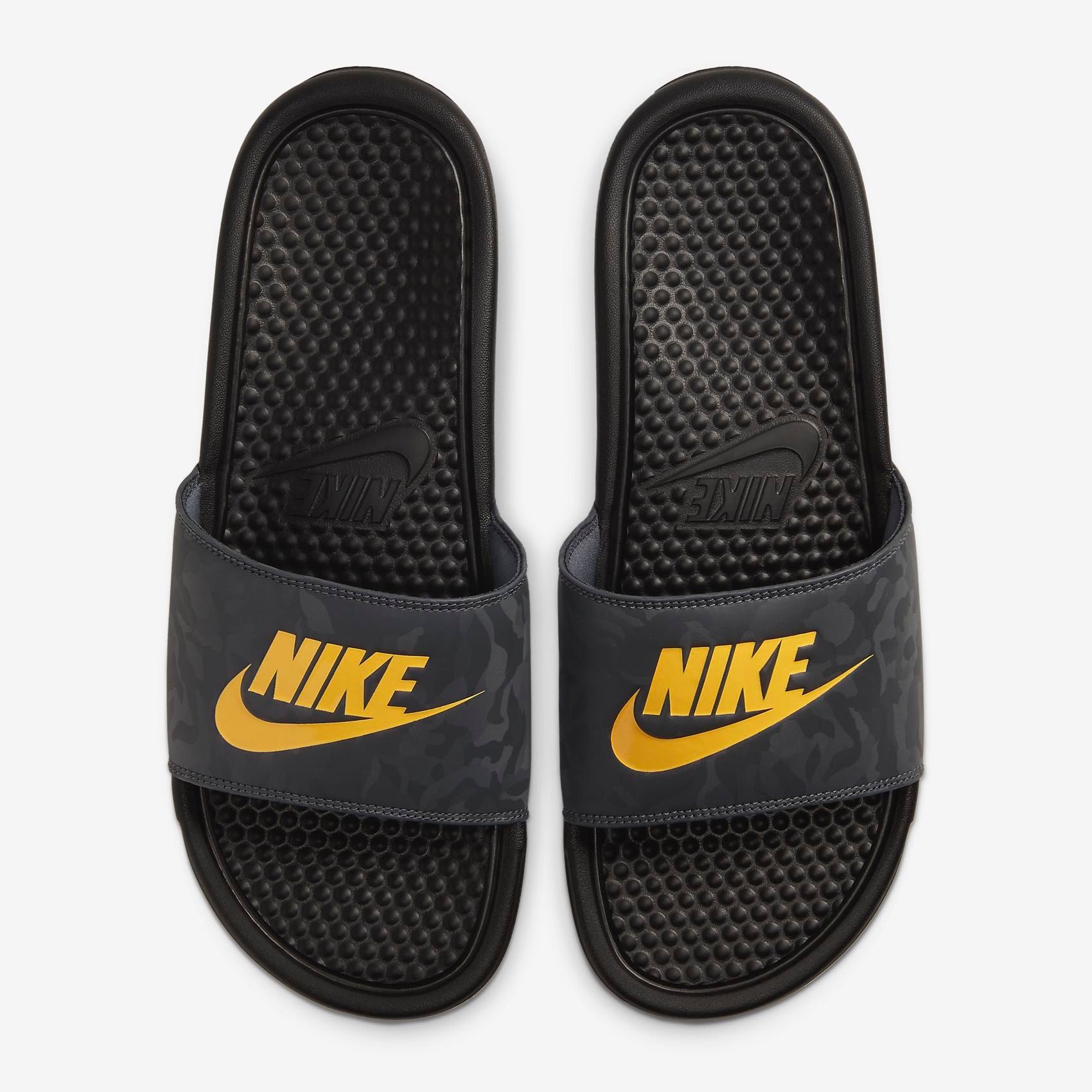 orange just do it nike slides