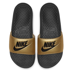 nike benassi slides black and gold