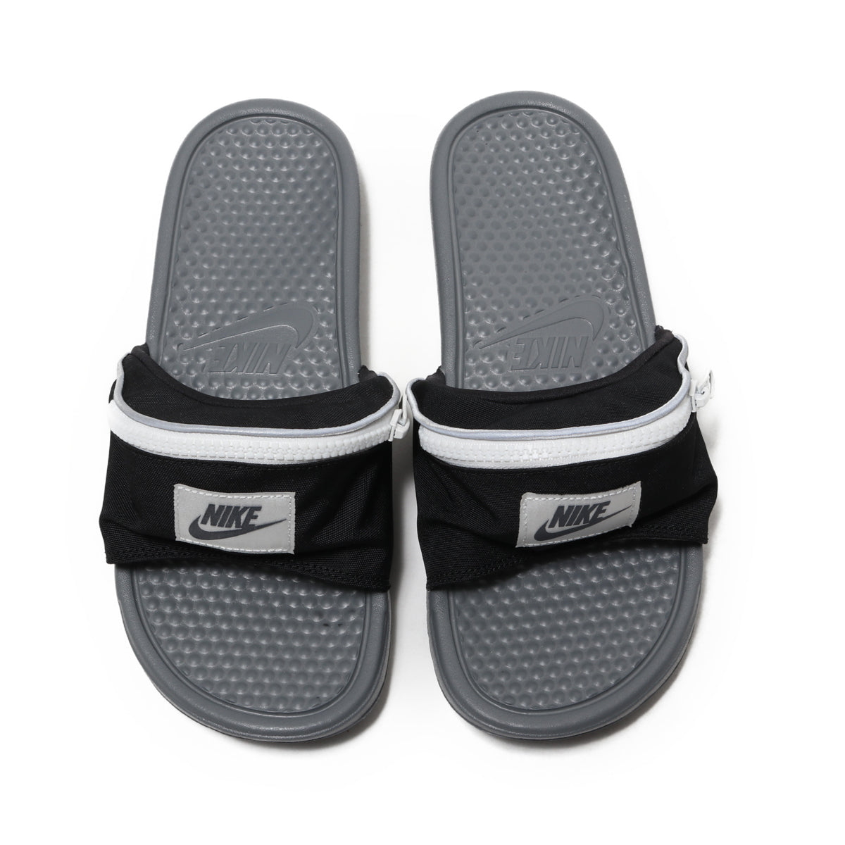 nike slides with a fanny pack