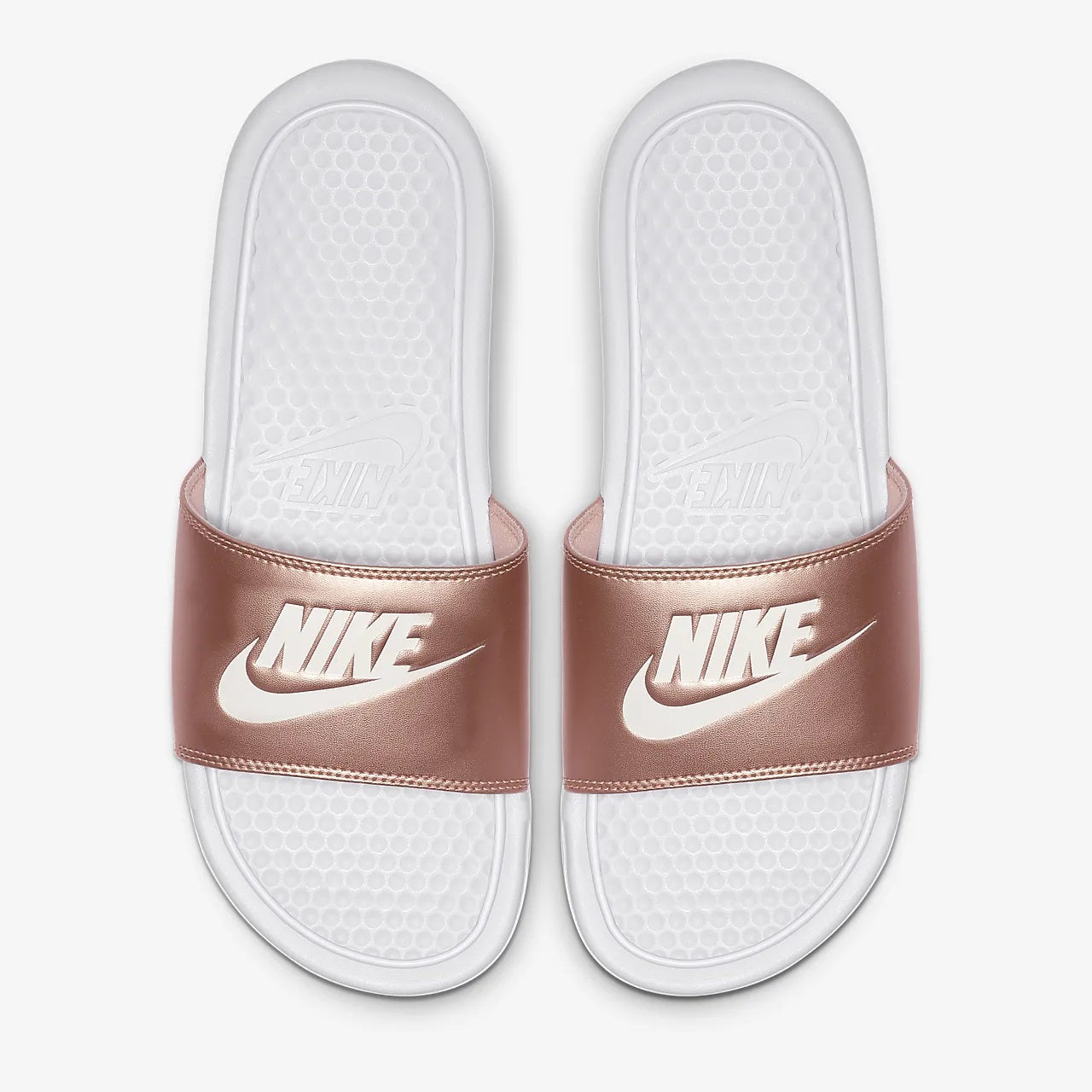 rose gold sliders nike