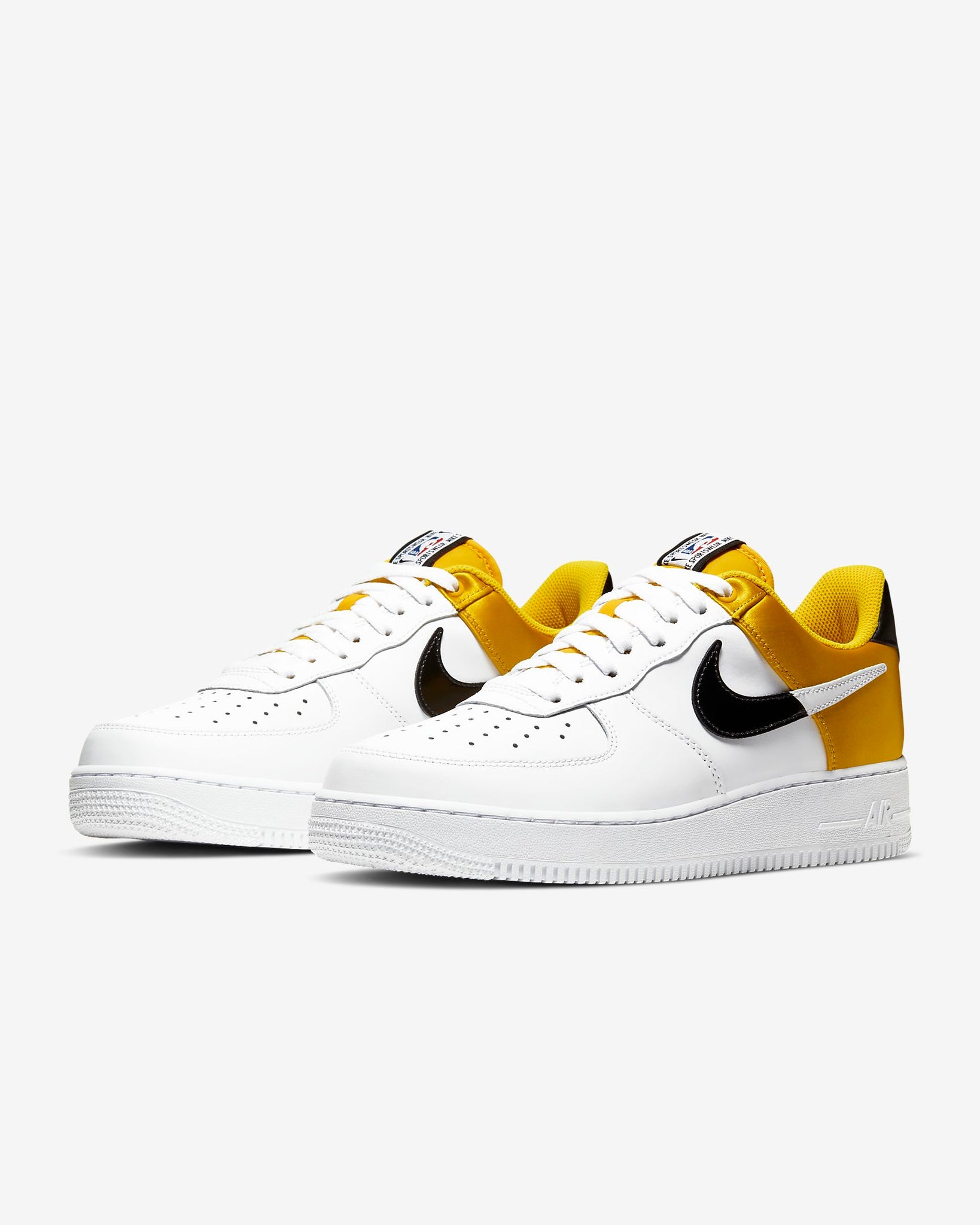 Men's Nike Air Force 1 'NBA Low Yellow Satin (Amarillo/Black/White)(BQ ...