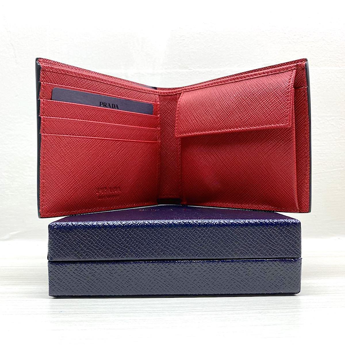 PRADA Saffiano Bi-Fold Leather Wallet w/ Coin Pocket (Black / Fiery Re –  Trilogy Merch PH