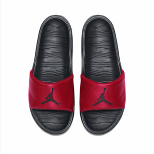 jordan sandals red and black