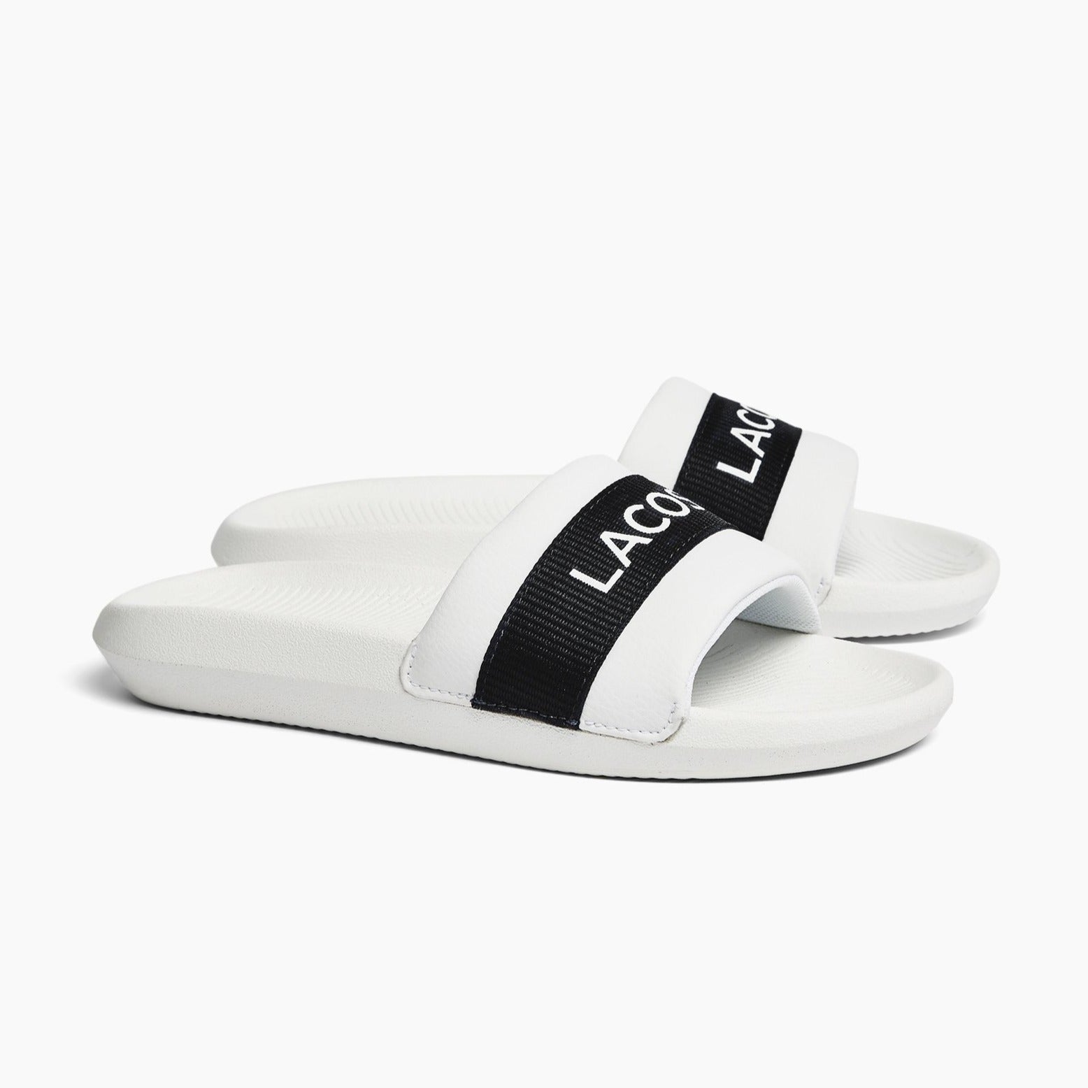 lacoste slides white