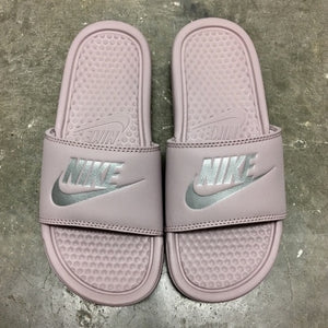 particle rose nike slides