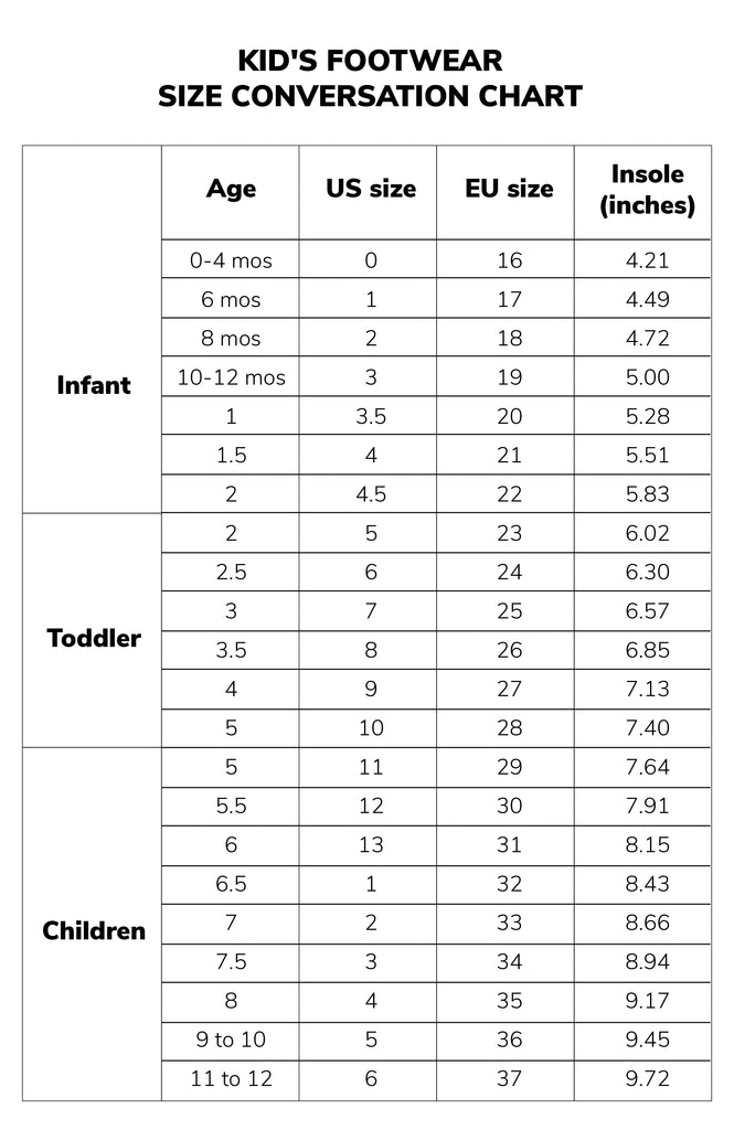 Kids Size chart
