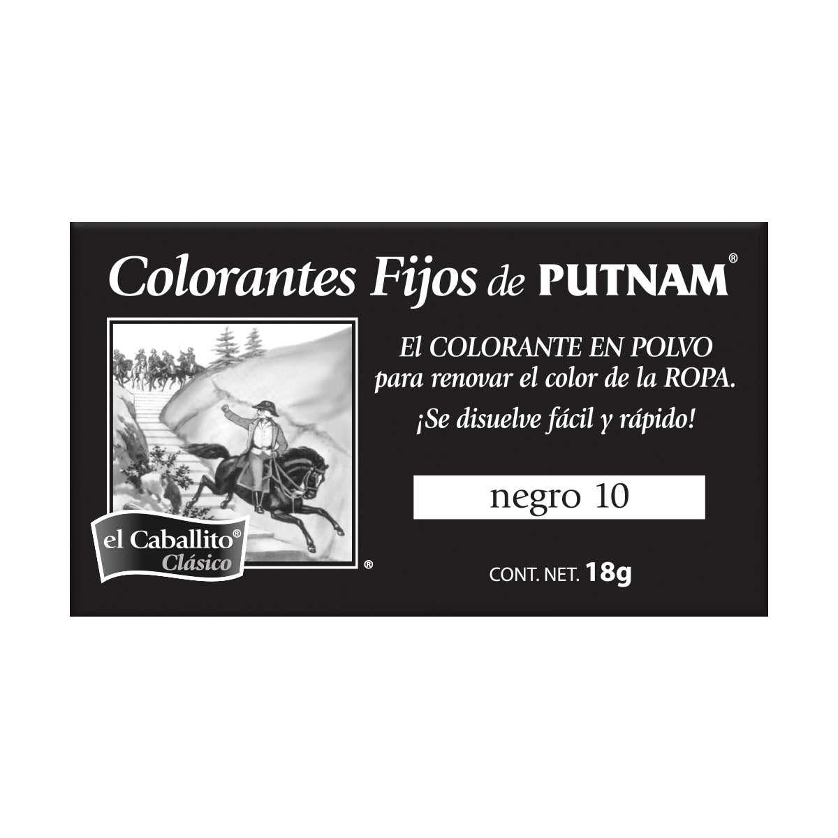 PUTNAM® Colorante para Ropa Negro 18g – Colorantes en Polvo el Caballito®