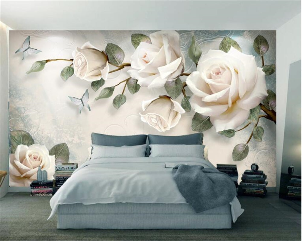 Beibehang Custom Wallpaper Mural Modern Hand Painted Flowers European Style Tv Backgrounds Wall Living Room Bedroom 3d Wallpaper